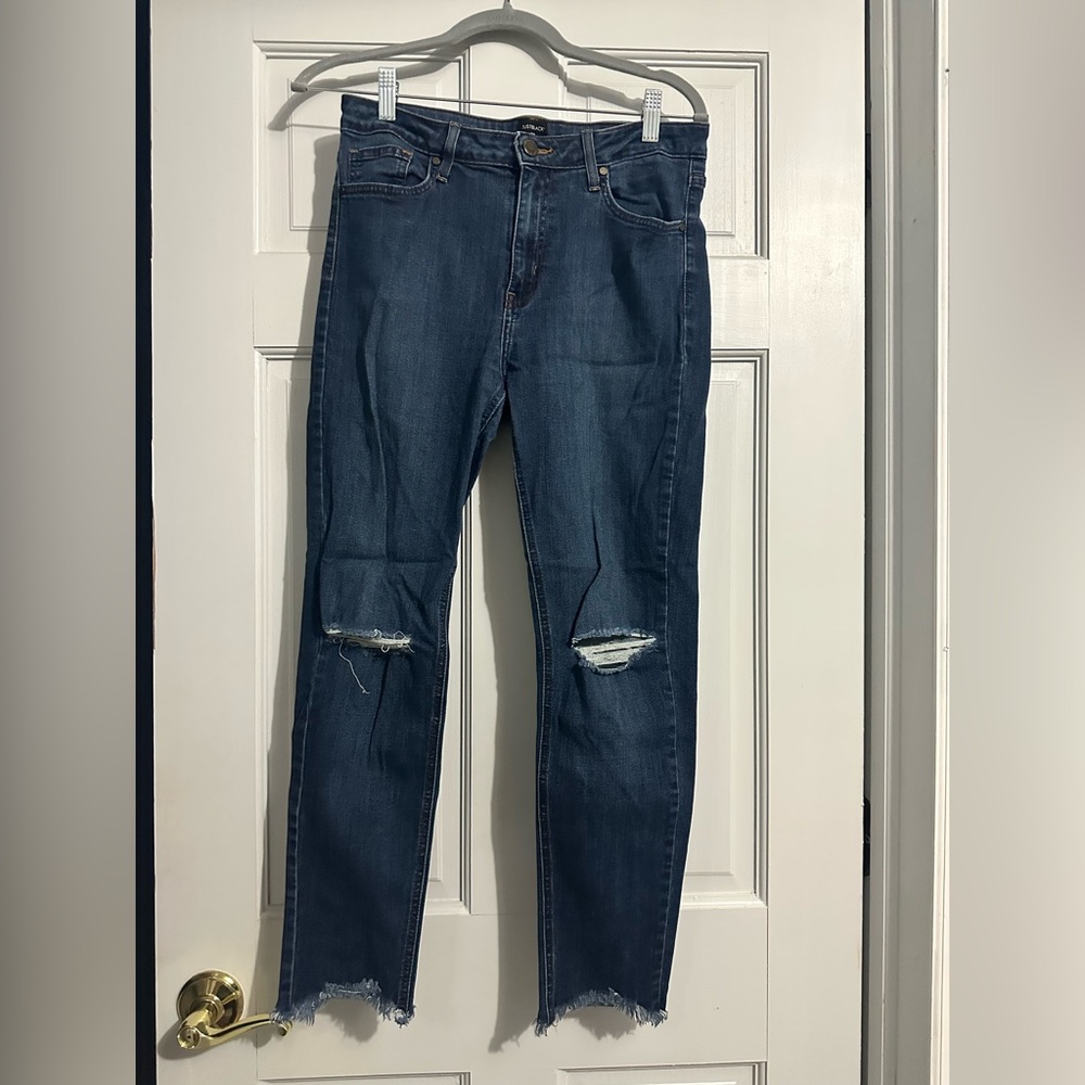 Just black jeans with frayed bottoms size 10 dark wash